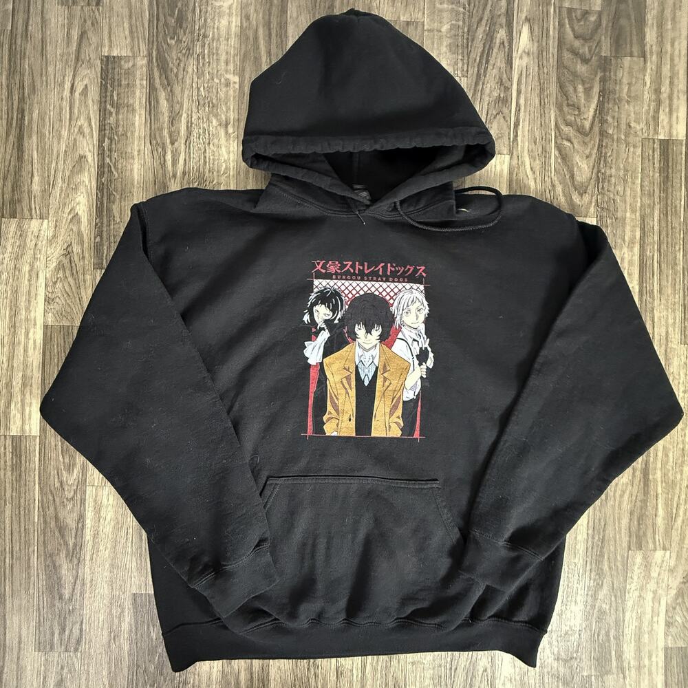 Otaku Valley Anime Graphic Hoodie XL Black Pullover Streetwear Heavy Blend